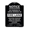 Signmission No Parking in Areas Marked as Fire Lane CVC Section 22500.1 & 22658 Alum, 24" x 18", BW-1824-23724 A-DES-BW-1824-23724 - alternate 1